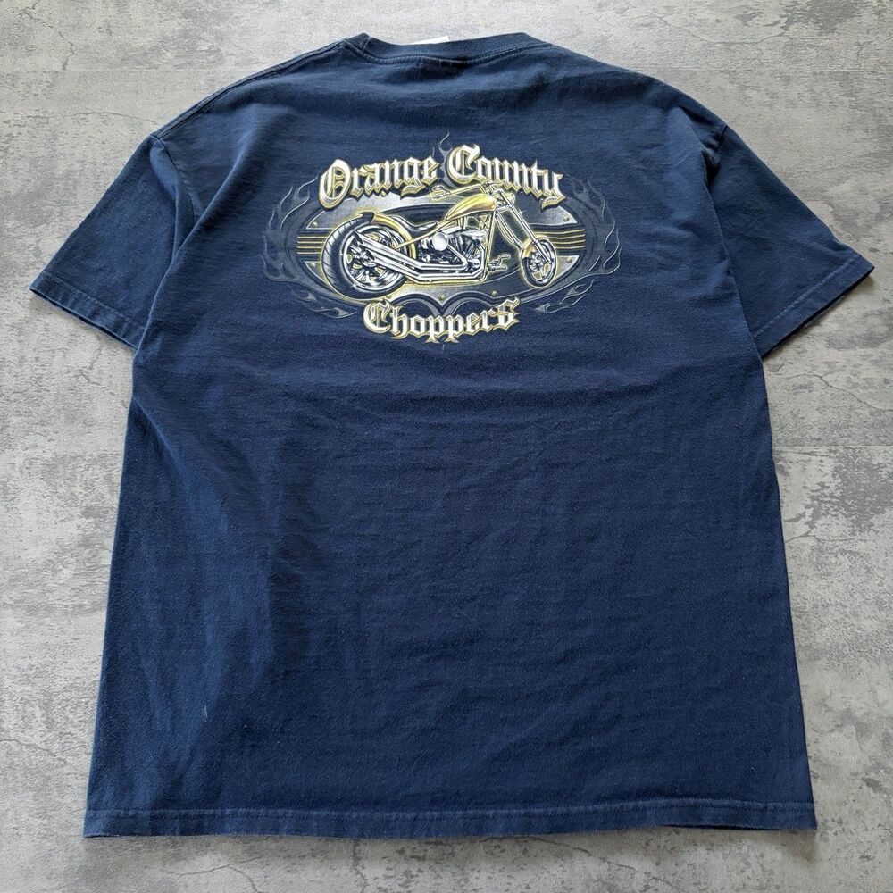 Y2K Orange County Choppers Shirt Mens Size XL Black Biker Tee Chrome Flames